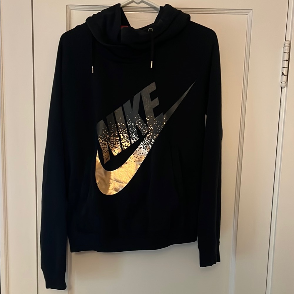 Nike Black Hoodie with Gold Logo
